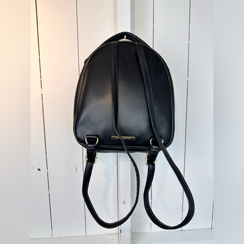 Steve Madden Backpack Multi Zipper Black Yellow Adjustable Strap Purse Bag Tote - Picture 9 of 16
